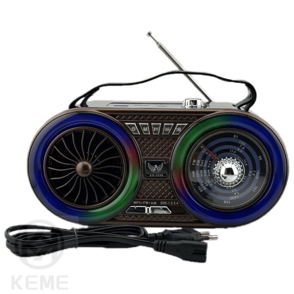Caixa De Som Rádio Retrô Am Fm Bivolt Pen Drive Bluetooth RGB AD-3339