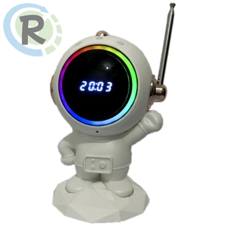 Caixa De Som Astronauta Com Bluetooth FM Relogio Iluminação ambiente em LED