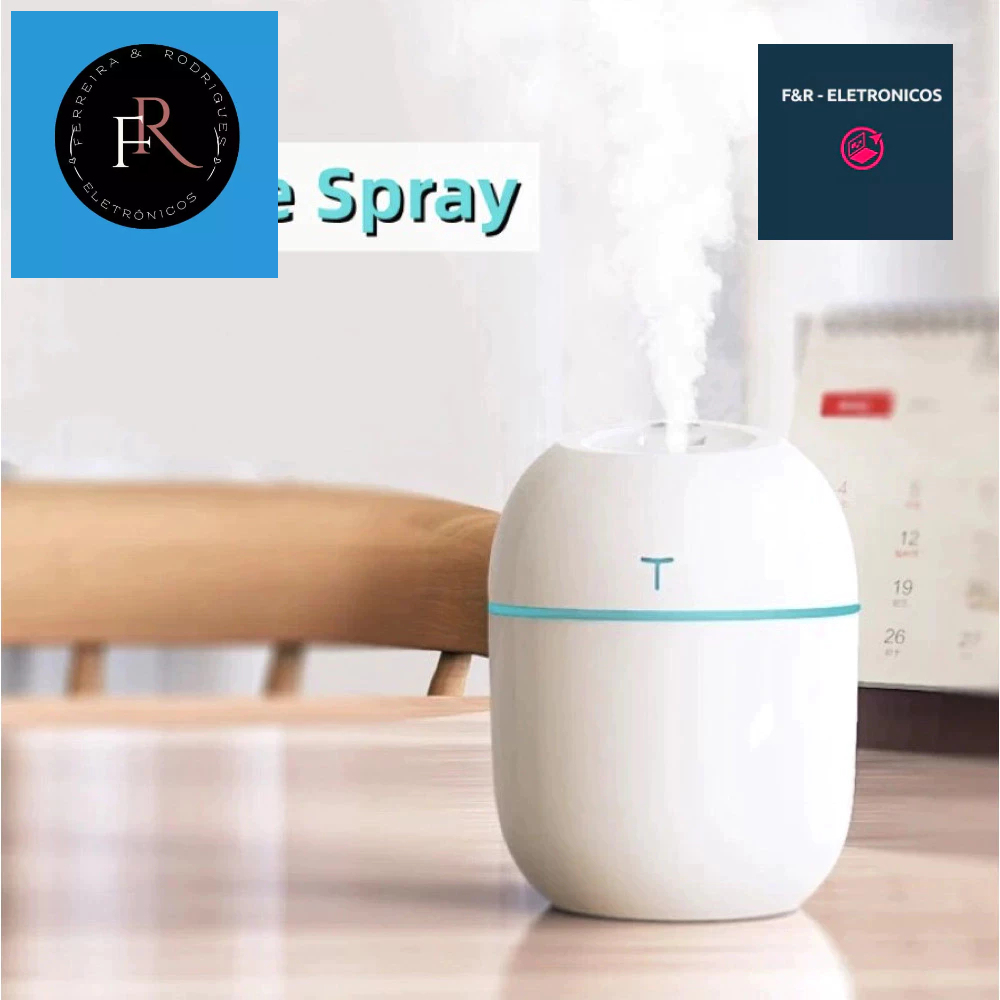 Umidificador de ar com 3 essências e difusor aromatizador USB com LED