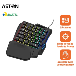 Teclado mecânico com uma mão Teclado luminoso RGB para jogos Teclado com design ergonômico