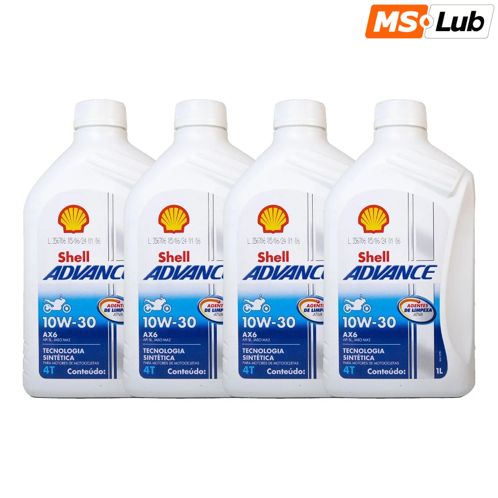 Kit 4 Shell 10w30 4T Advance AX6 Semissintético API SL | Shopee Brasil