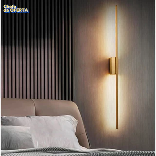 Arandela Luminária De Parede Linear Moderna Dourada 1 metro 10W 3.000K BIVOLT