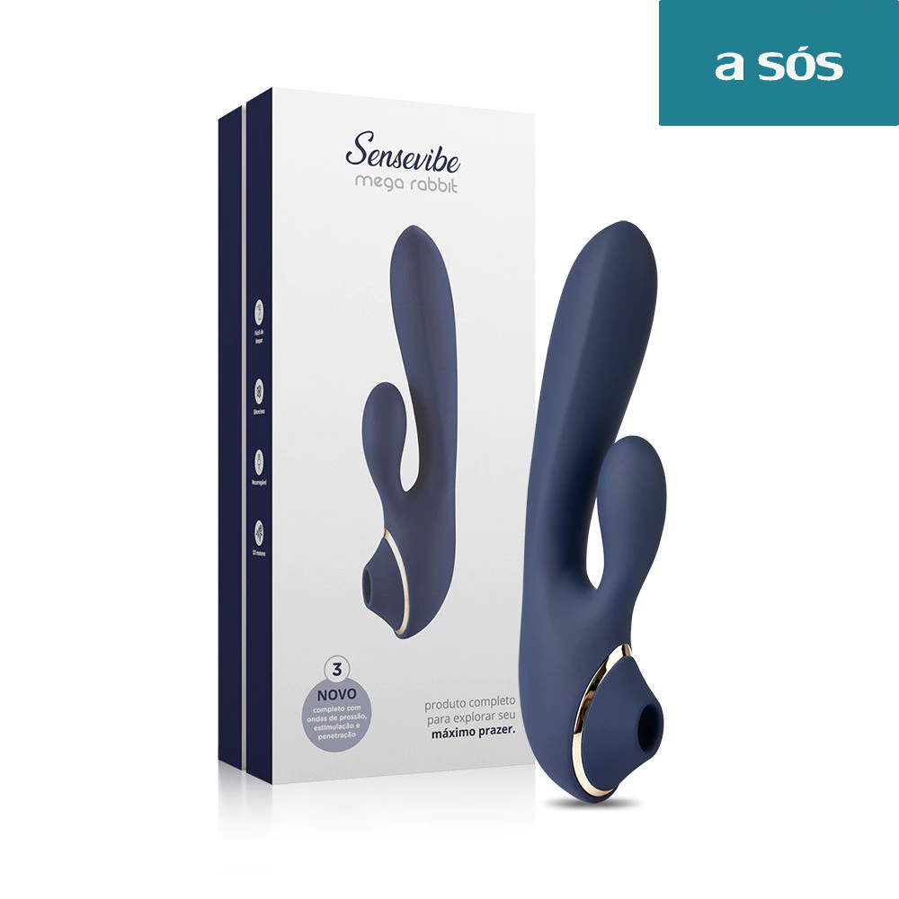 Vibrador e Sugador Estimulador Recarregável Sensevibe Mega Rabbit - A Sós