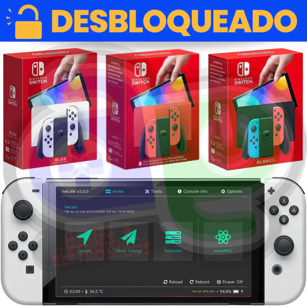 Nintendo Switch Oled Desbloqueado - 128gb/256gb/512gb Cartão