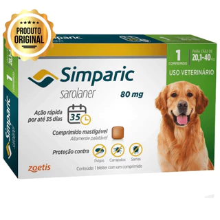 Anti Pulgas e Carrapatos Simparic Cães de 20,1 a 40 Kg - 80 Mg 01 Comprimido - Zoetis em Oferta na Shopee