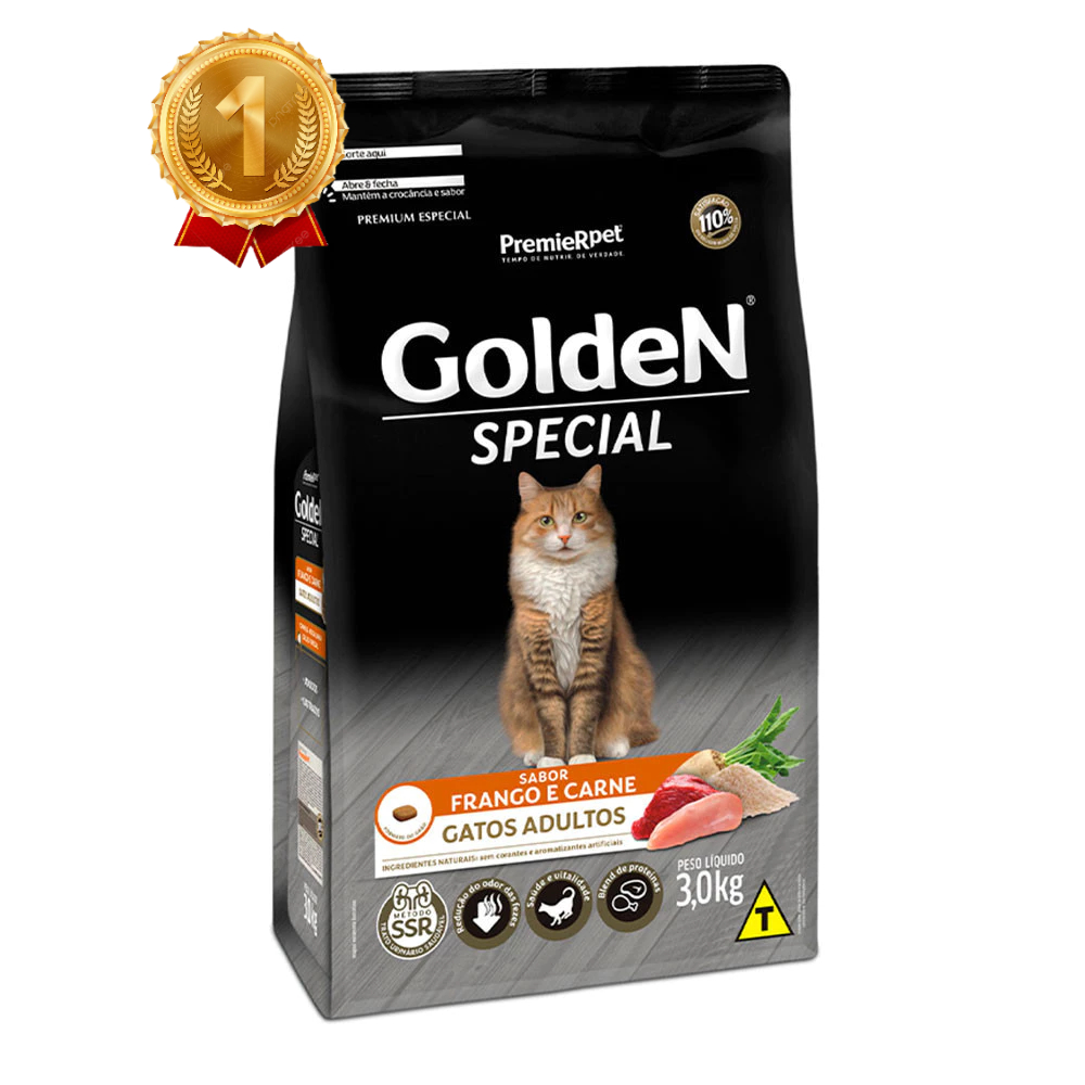 Ração Golden Special Gatos Adultos Frango e Carne 3kg