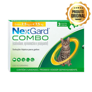 Nexgard Combo Antipulgas, Sarna e Vermífugo Para Gatos 2,5kg a 7,5kg 3 Aplicadores em Oferta na Shopee