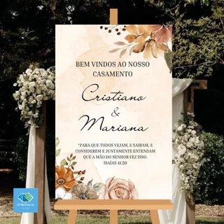 Placa Entrada Casamento Moderna Terracota Nomes Data Versículo