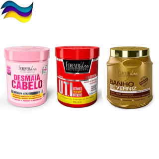 Cronograma Capilar Kit Desmaia Cabelo 950g + UTI 950g + Verniz 1000g Forever Liss - Profissional