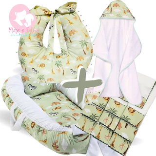 Kit Ninho Redutor de Berço Bebe + Toalha de Banho Forrada + 6 Toalha de Ombro + Almofada Amamentação em Oferta na Shopee