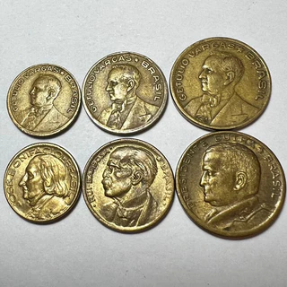 Lote 6 Moedas 10 20 e 50 Centavos Getúlio Vargas e Ilustres