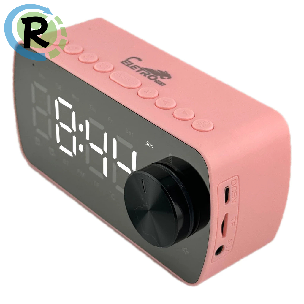 Caixa De Som com Bluetooth Rádio Fm Relógio Despertador de mesa Espelho