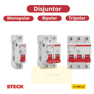 Disjuntor Unipolar Bipolar Tripolar Steck 10A 16A 20A 25A 32A 40A 50A 63A Curva C 3KA