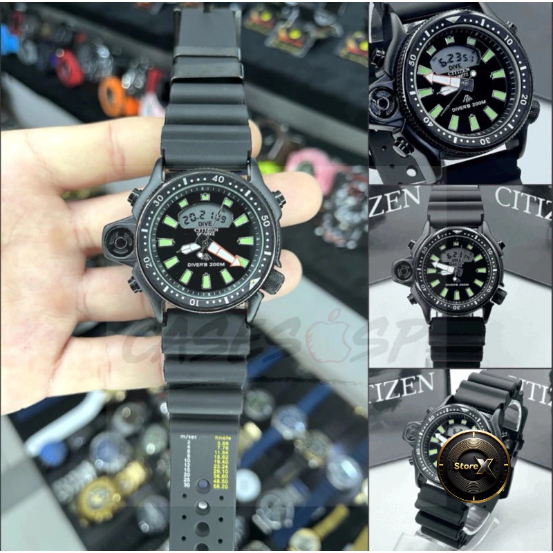 Relógio Masculino Citizen Aqualand Preto/ Dourado / Prata Edição Limitada Á Prova D'Água
