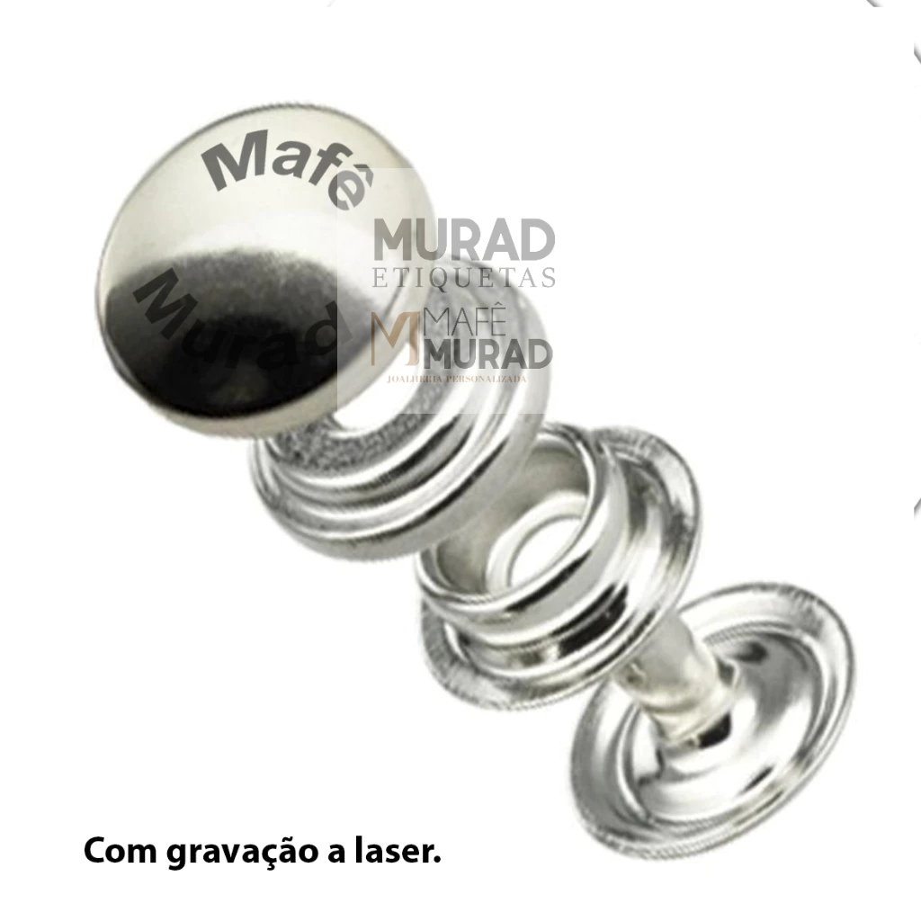 Botão de Pressão Metal Personalizado com Logo Nome Marca Moda Infantil ...