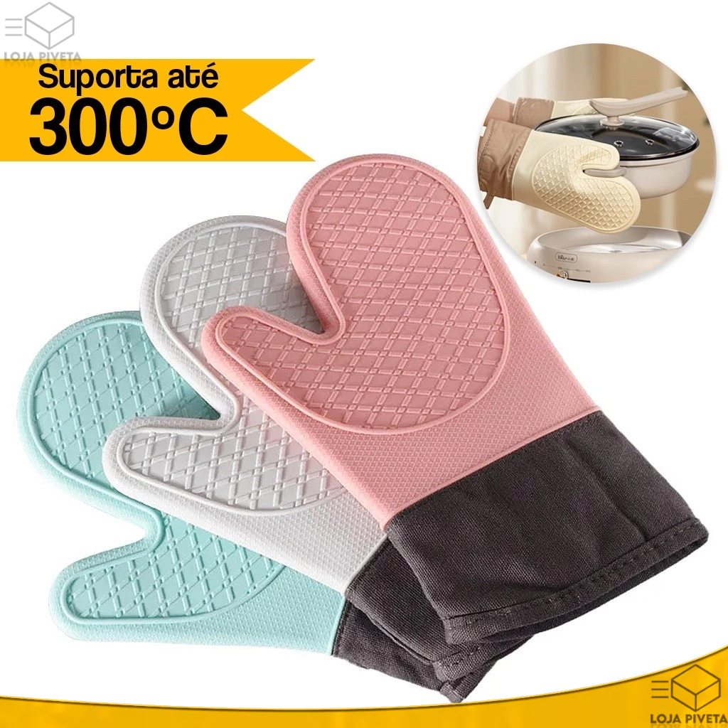 Luva Térmica De Forno E Fogão Para Cozinha Em Silicone Com Forro ...