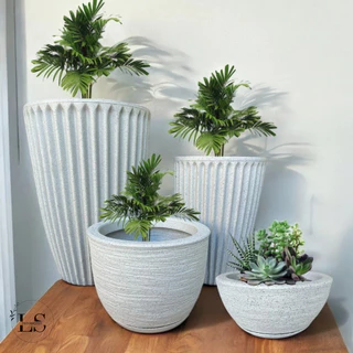 Kit 4 Vasos Romana N°1,2 + Bojo N°1 + Bacia N°1 Planta Flor Casa Jardim Moderno Elegante Polietileno