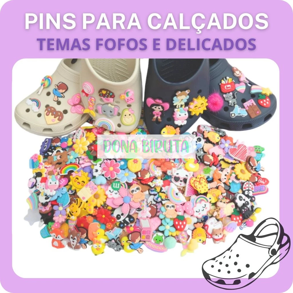 Kit Pins 10 Peças - Enfeites Bottons Pin Para Calçados Temas Fofos e ...