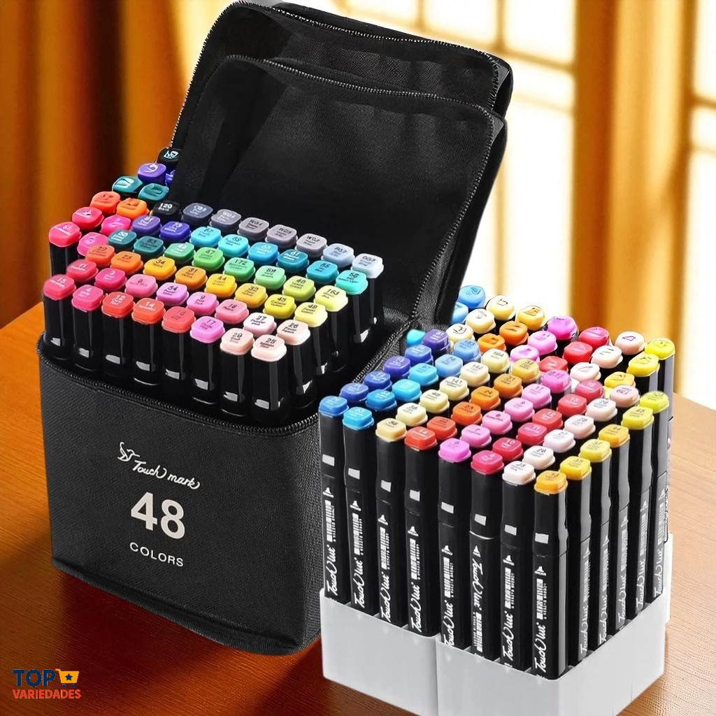 8. Canetas Ponta Dupla para Desenho – Kit com 48 Cores Profissional ...
