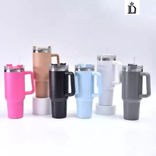 Copo Térmico Inox Alça Flip Straw SEM LOGO com canudo INOX 1200ml Qualidade