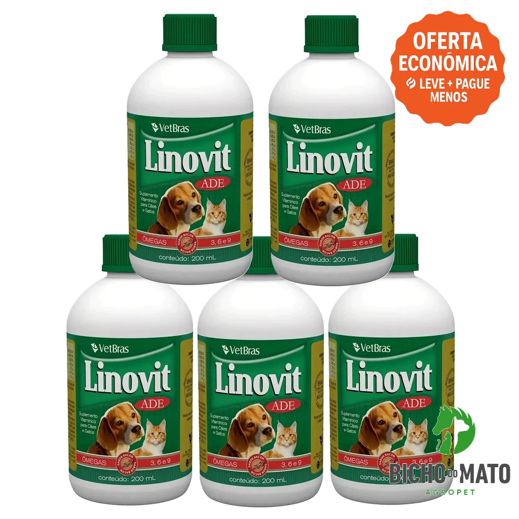 Kit 5 Linovit 200ml Suplemento Vitaminico ADE Fortalece a Imunidade ...