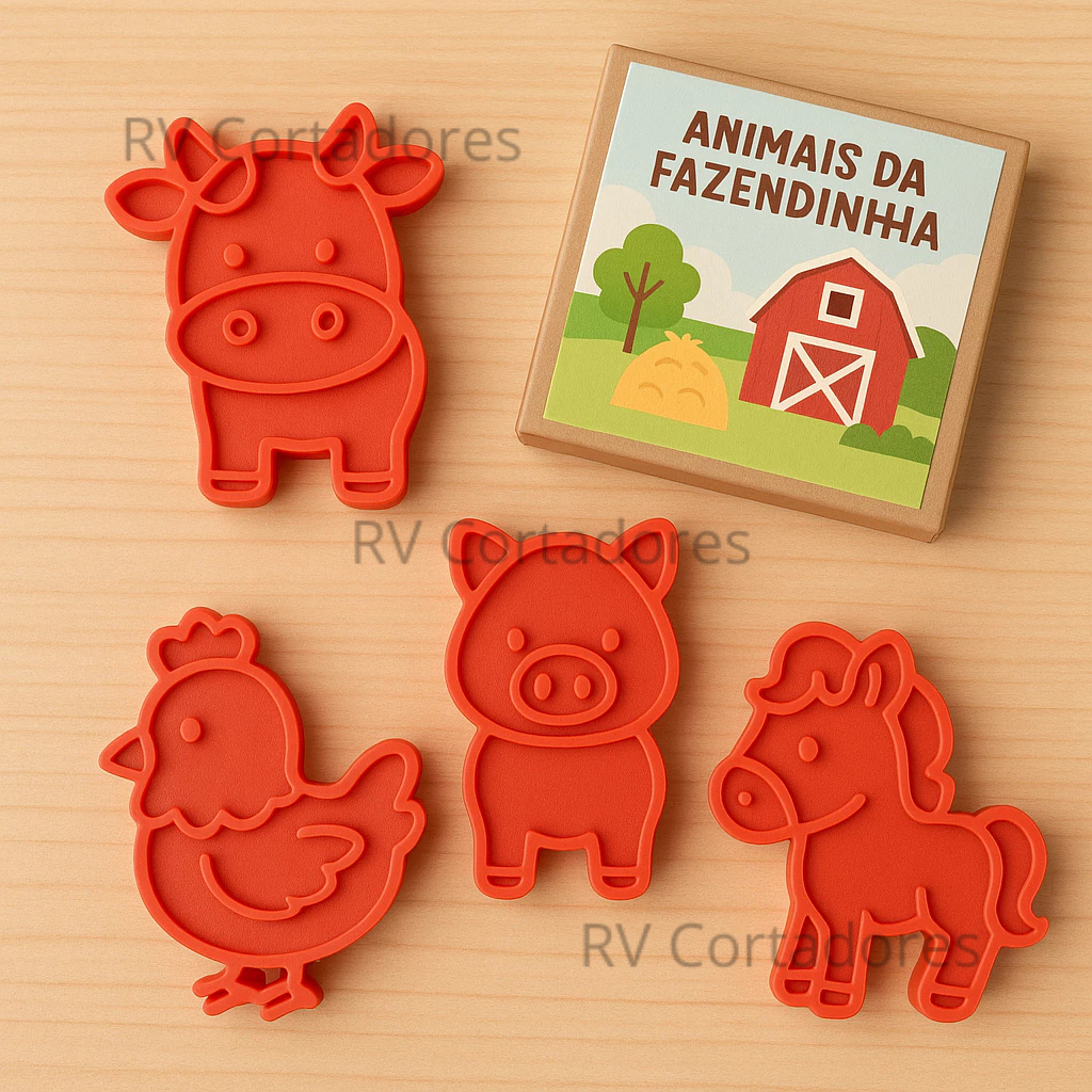 Cortadores Varios Kits Animais da Fazendinha - Pasta America