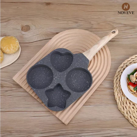 Frigideira PRETA Formas Multifuncional Antiaderente Ovos Omelete Com Alça De Baquelite NOVEVE