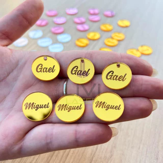 Tag Personalizada Em Acrílico Com Nome Logo 2cm Etiqueta Aplique