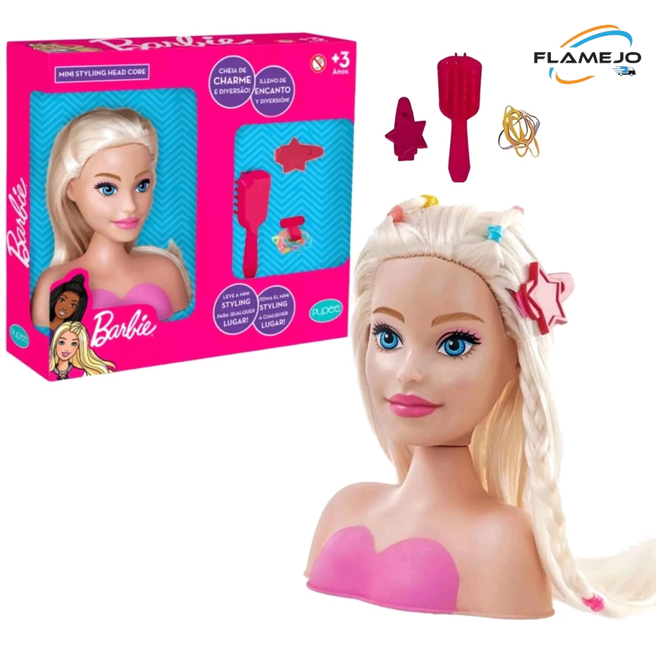 Combo Boneca Barbie Busto Fala Frases + Kit Fashion Maquiagem ED1  Brinquedos Kit Infantil menina rosa