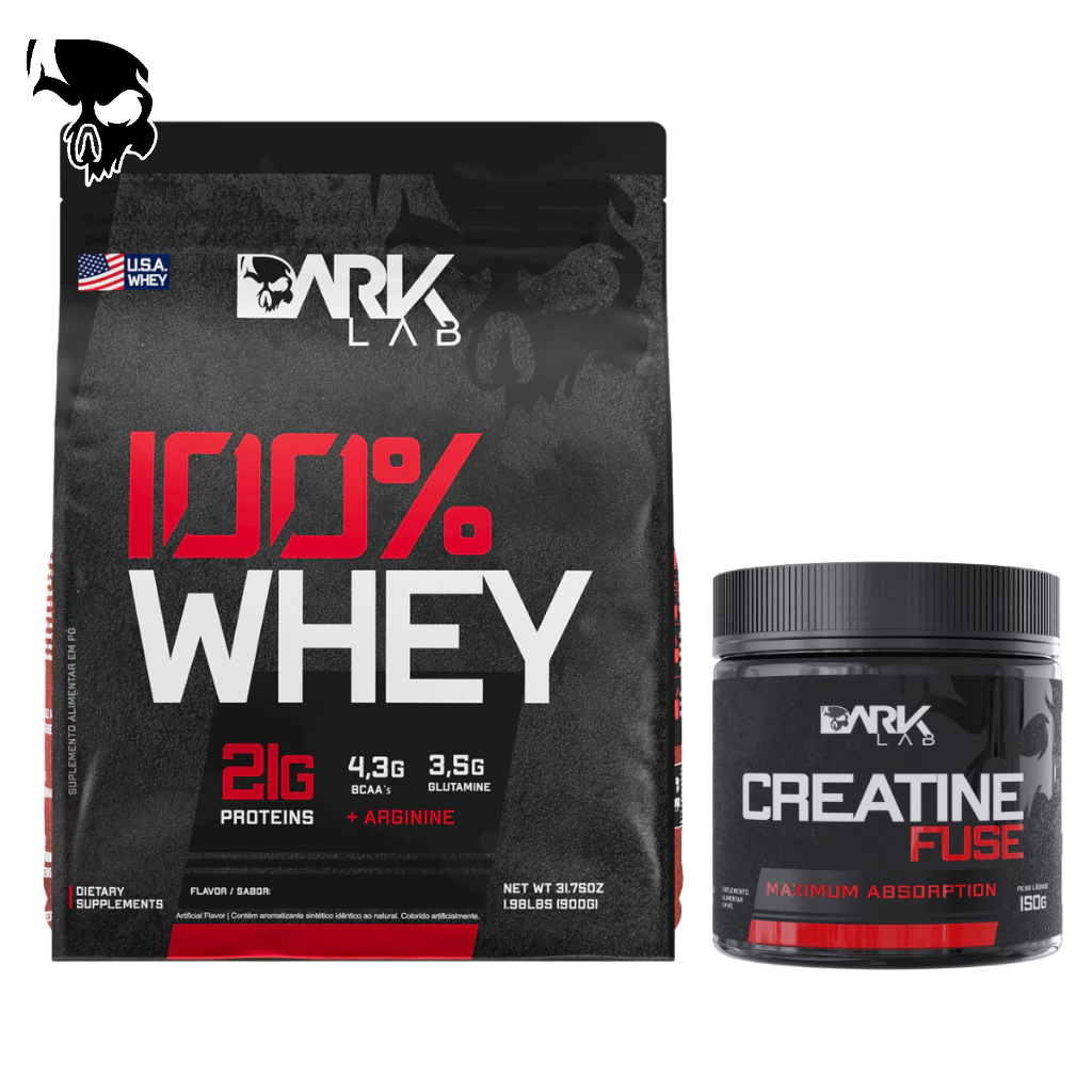 Kit 100% Whey Protein Concentrado Refil 900g + Creatina Monohidratada 150g Creatine Fuse – Dark Lab