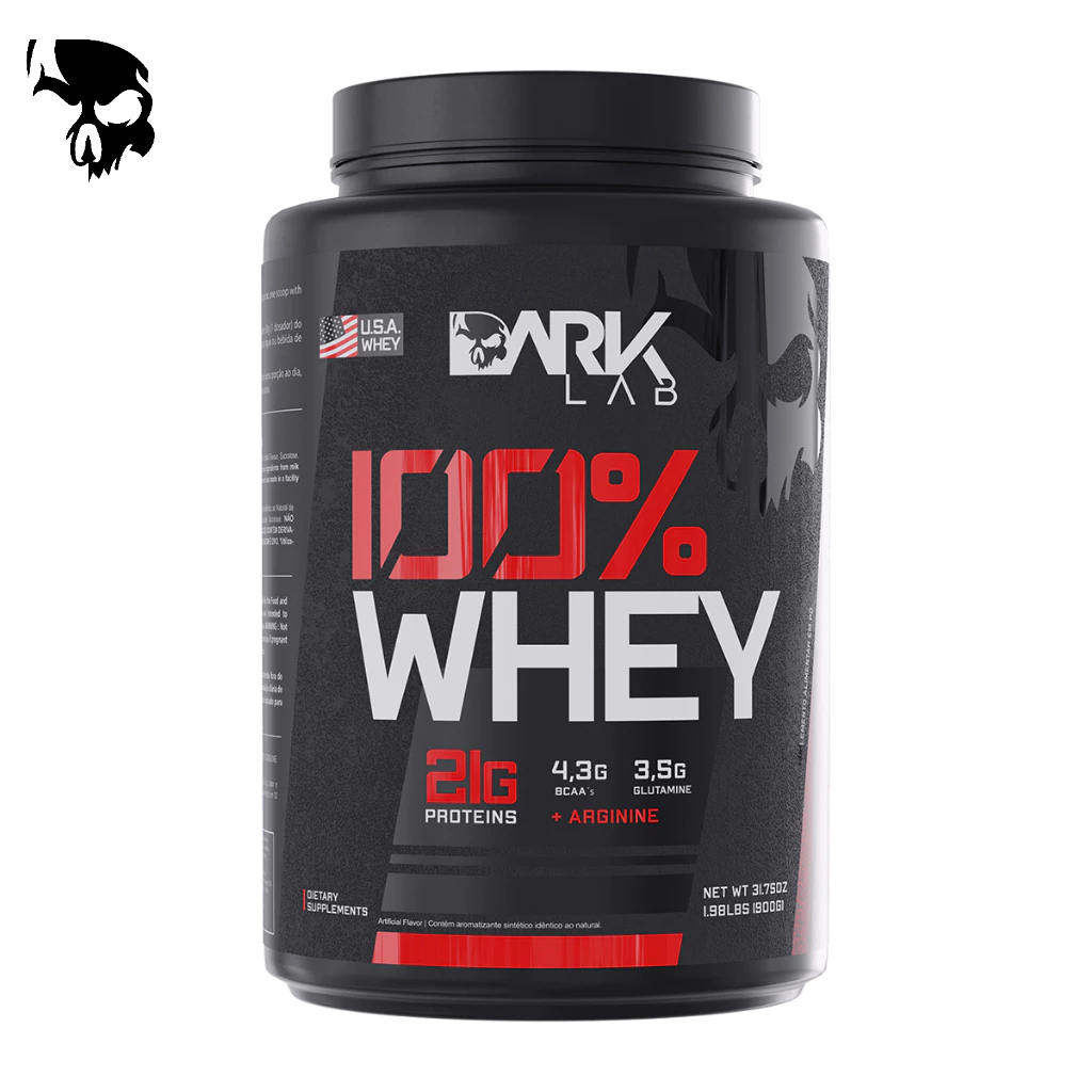 100% Whey Protein Concentrado Pote / Refil 900g Dark Lab – Proteina 100% Concentrada, BCAA, Glutamina