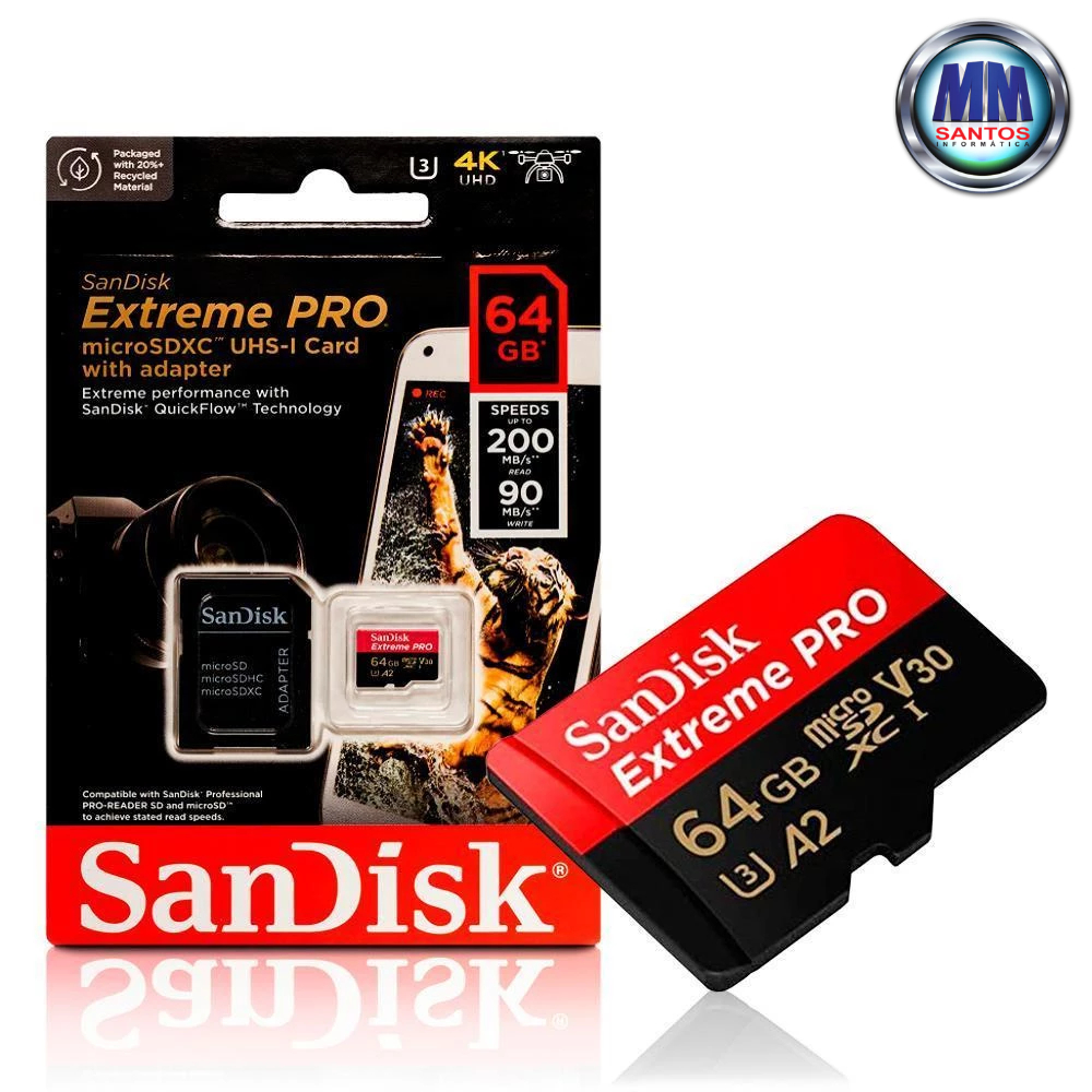 64GB Micro SDXC Extreme Pro A2 Sandisk Memory Card (SDSQXCU-064G-GN6MA)