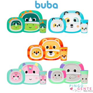 Kit Refeição Infantil Prato Divisória Bowl E Copo Buba