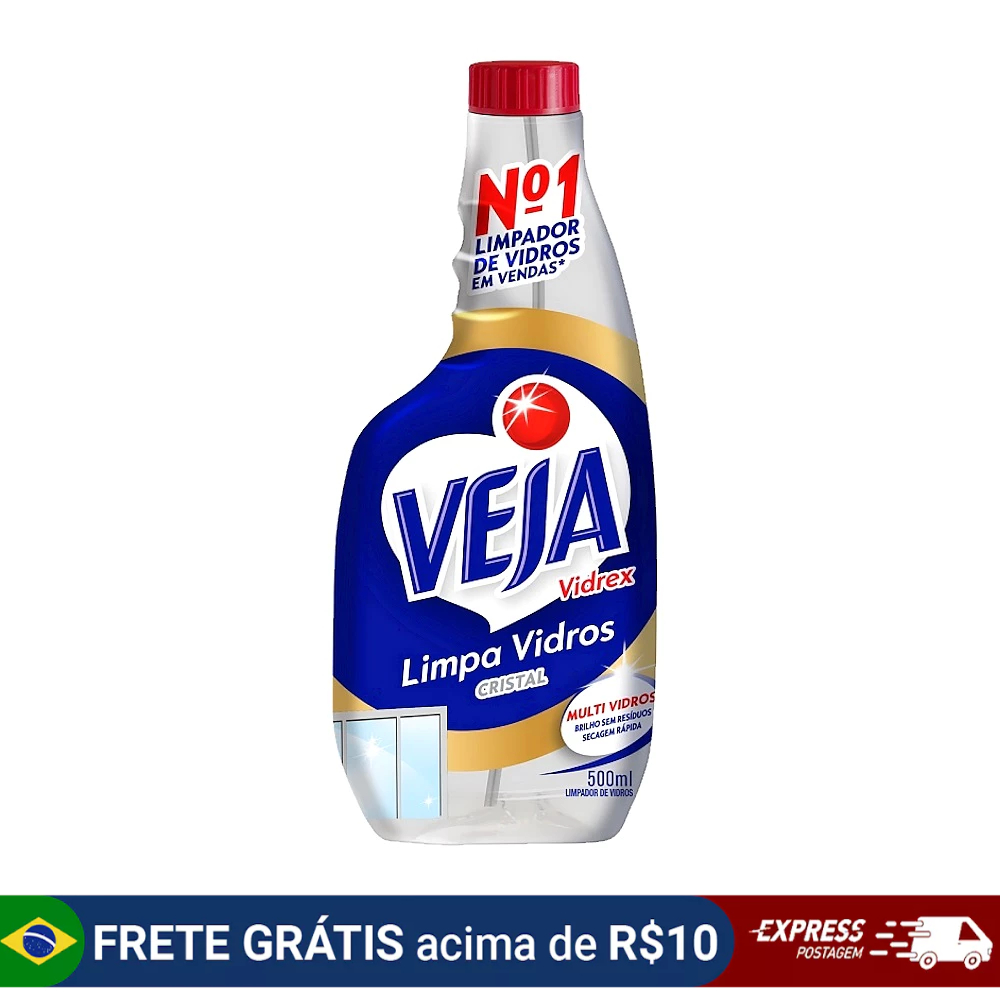 Veja limpa vidros Vidrex Cristal refil 500ml | Shopee Brasil