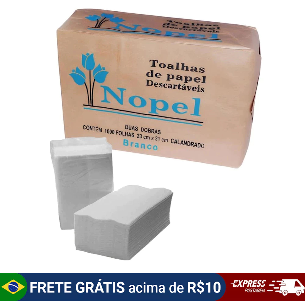 Papel toalha interfolha 1000 folhas luxo 2 dobras Nopel