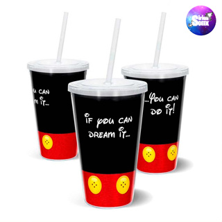 Copo com Canudo Mickey Disney You Can Do It 500ml