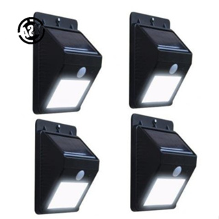 Kit 4 Luminária De Parede 20 Leds Energia Solar Com Sensor De Movimento e Presença Balizador À Prova D