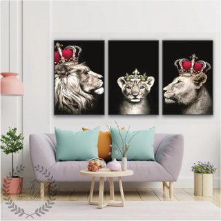 Quadros Decorativos Mosaico 60x40 Leões Reais Moderno Sala Quarto Escritório