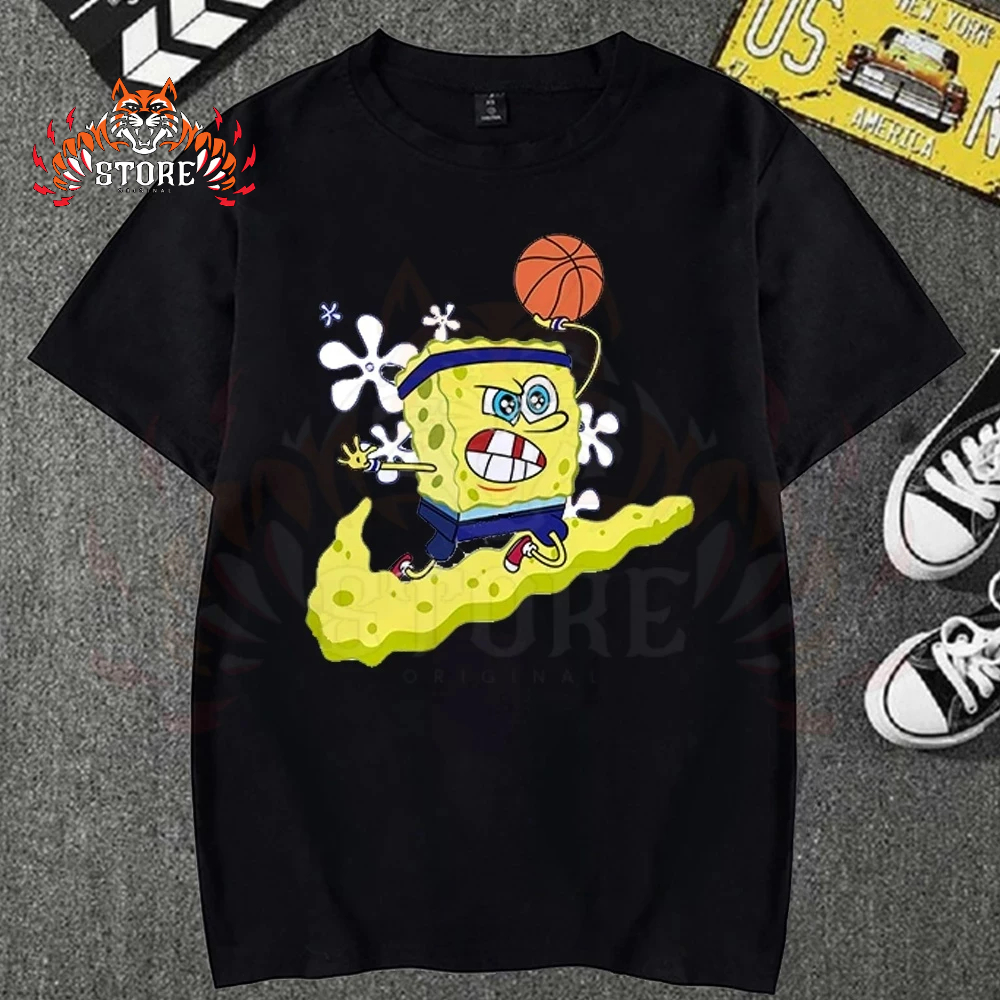 Camiseta Basica 100% Algodão Camisa Bob Esponja Calca Quadrada Basquete Nba Champion Unissex