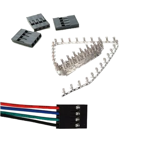 Kit 10 Conector Dupont 4 Vias Fêmea Com Terminal