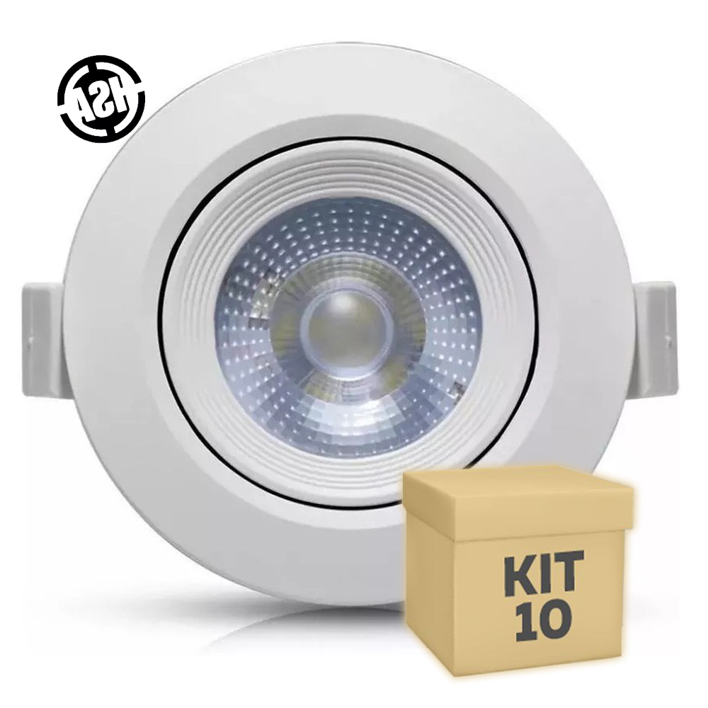 Kit 10 Spot Led 7w Direcionável Embutir Redondo Teto Sanca Bfbq Shopee Brasil 0115