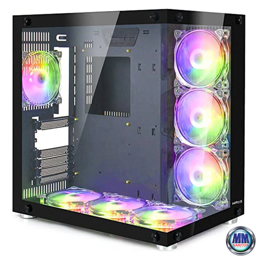 Gabinete Gamer Gamemax Revolt 3606, RGB, Mid Tower, Vidro Temperado,  White/Black, Sem Fonte, Com 3 Fans