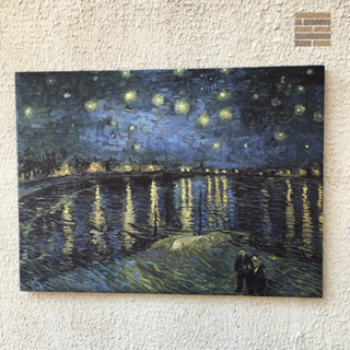 Quadro Van Gogh Noite estrelada Sobre Ródano obras de artes em tela acetinada