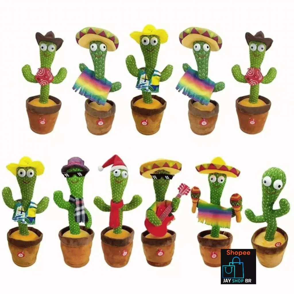 Cacto Falante Dançante Interativo Com Som Recarregavel