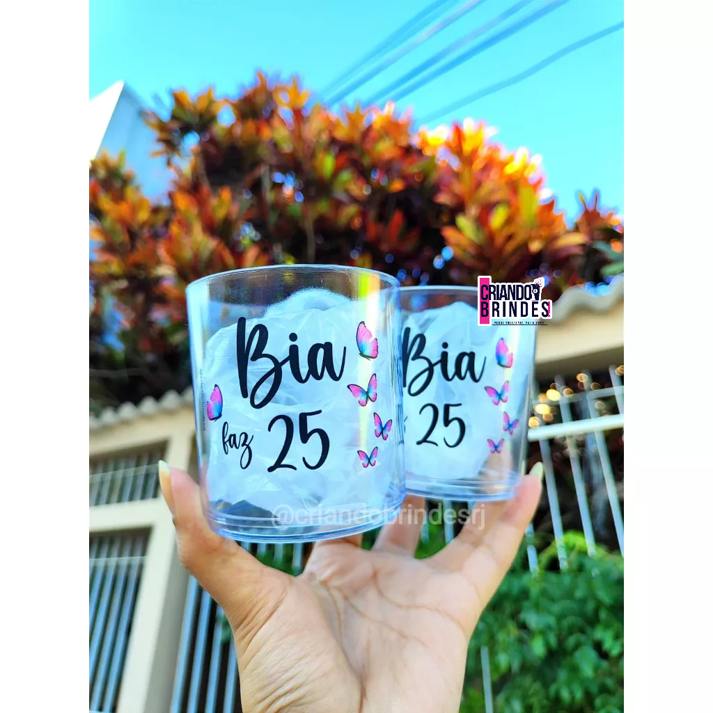 Copos de Whisky 350ml Acrílico cristal Personalizados (Qualquer Tema )