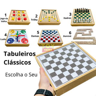 Jogo de Dama e Trilha 2 em 1 Tabuleiro Básico de Madeira 21x21 com Piões em  MDF Diversas Cores