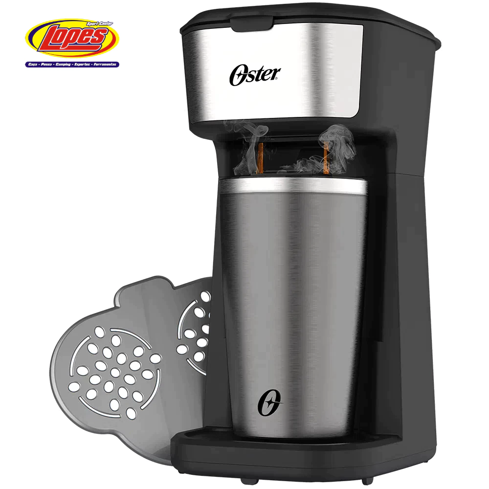Cafeteira elétrica Oster 2Day Inox 2 em 1 com Copo Térmico 400ml Ocaf200 Automática Com Filtro
