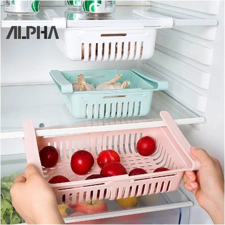 Cesto Organizador De Geladeira Multiuso Gaveta Retrátil Ajustável Prático Portátil