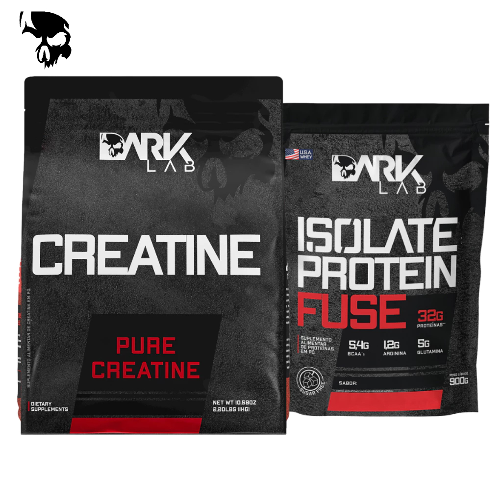 Creatina Monohidratada Pura Refil 1kg + Whey Isolate Protein Fuse 900g – Dark Lab