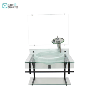 GABINETE COM CUBA PARA BANHEIRO DE VIDRO APXX 60CM COM CUBA CHAPEU - INCOLOR
